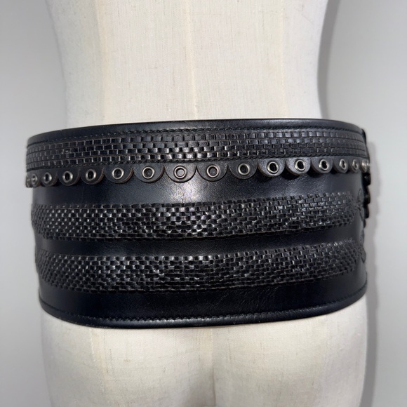 RARE VINTAGE Y2K Tom Ford for Yves Saint Laurent 2001 Wide Leather BELT - Picture 3 of 9